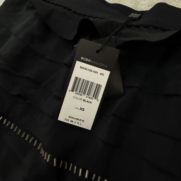 BCBG Max Azria Women's Black Silk Chiffon Ruffle‎ Beaded Mini Skirt size XS NWT - Picture 9 of 11